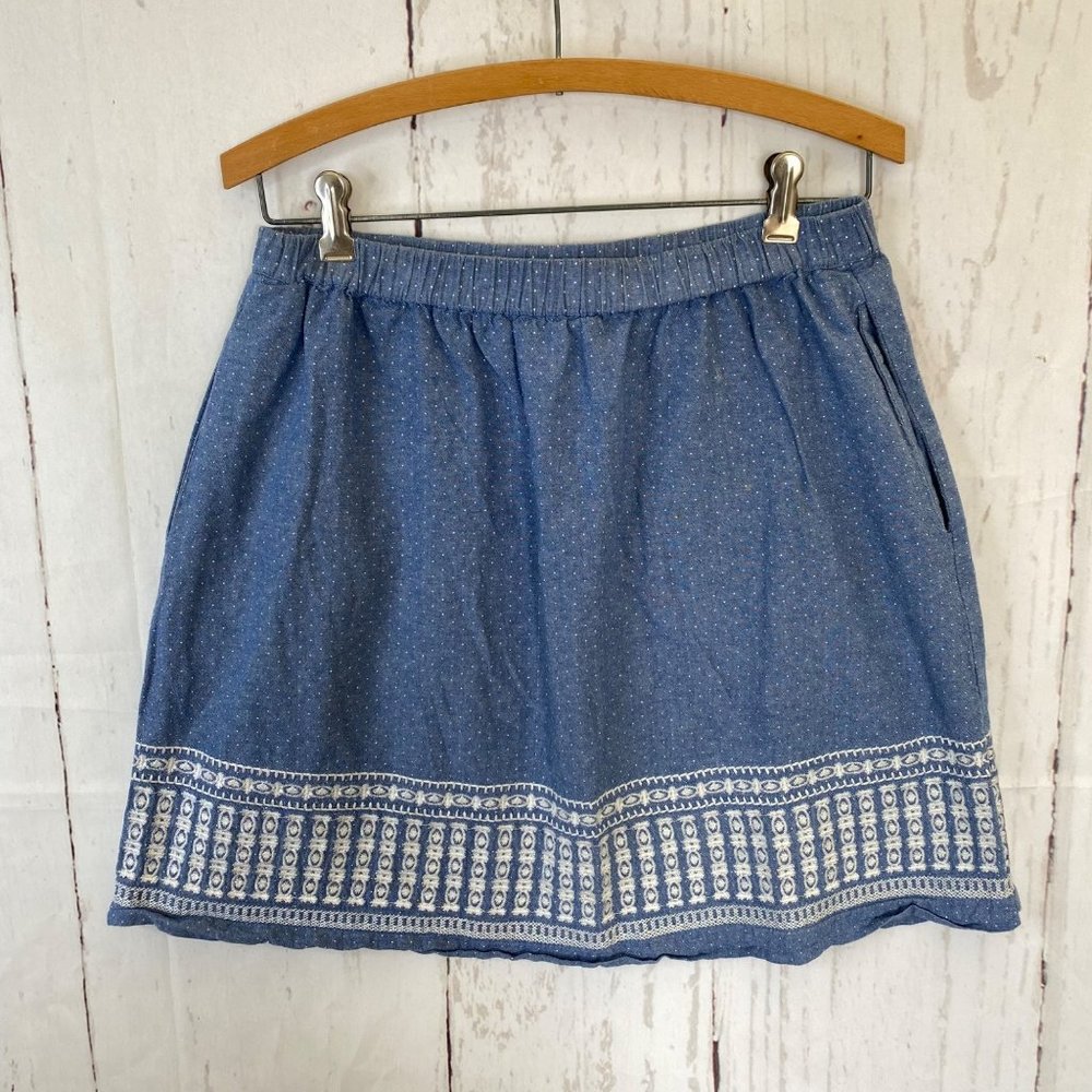 Skies are Blue Denim Embroidery Short Skirt Size M